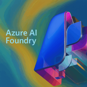 Azure AI Foundry logo with colorful abstract background and modern 3D A icon