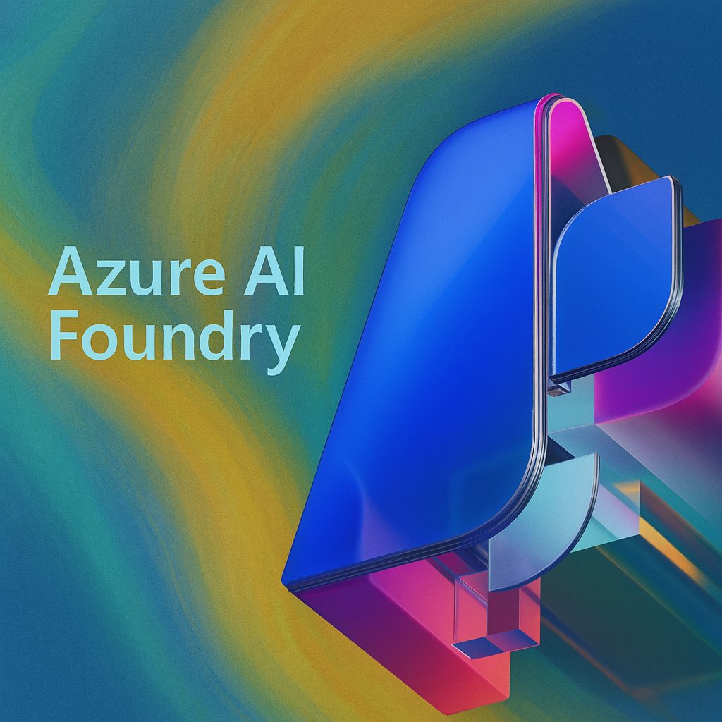 Azure AI Foundry logo with colorful abstract background and modern 3D A icon