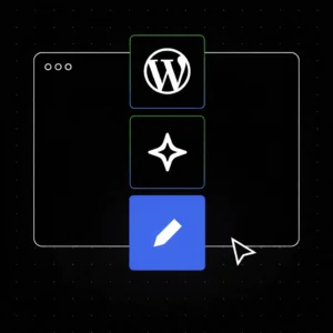 WordPress AI agents interface showing AI-powered writing and publishing tools inside a website dashboard