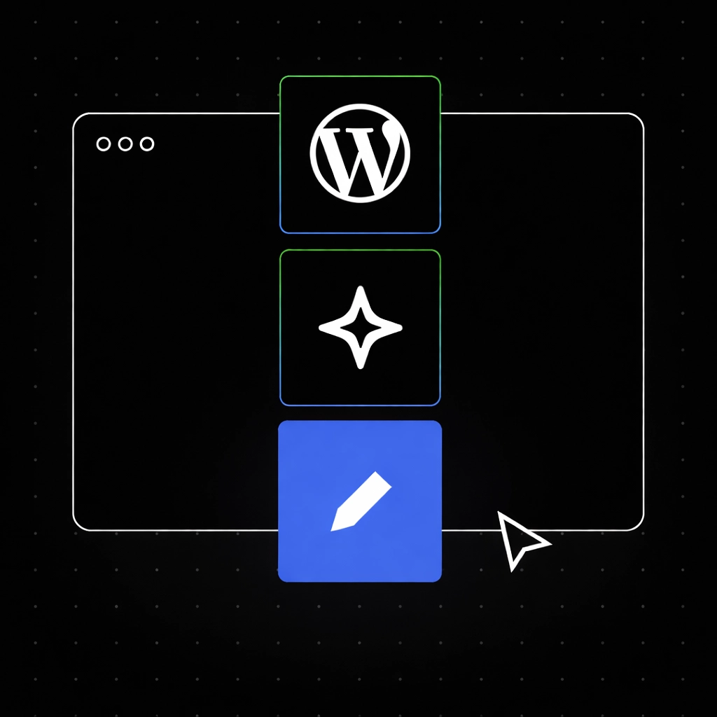 WordPress AI agents interface showing AI-powered writing and publishing tools inside a website dashboard
