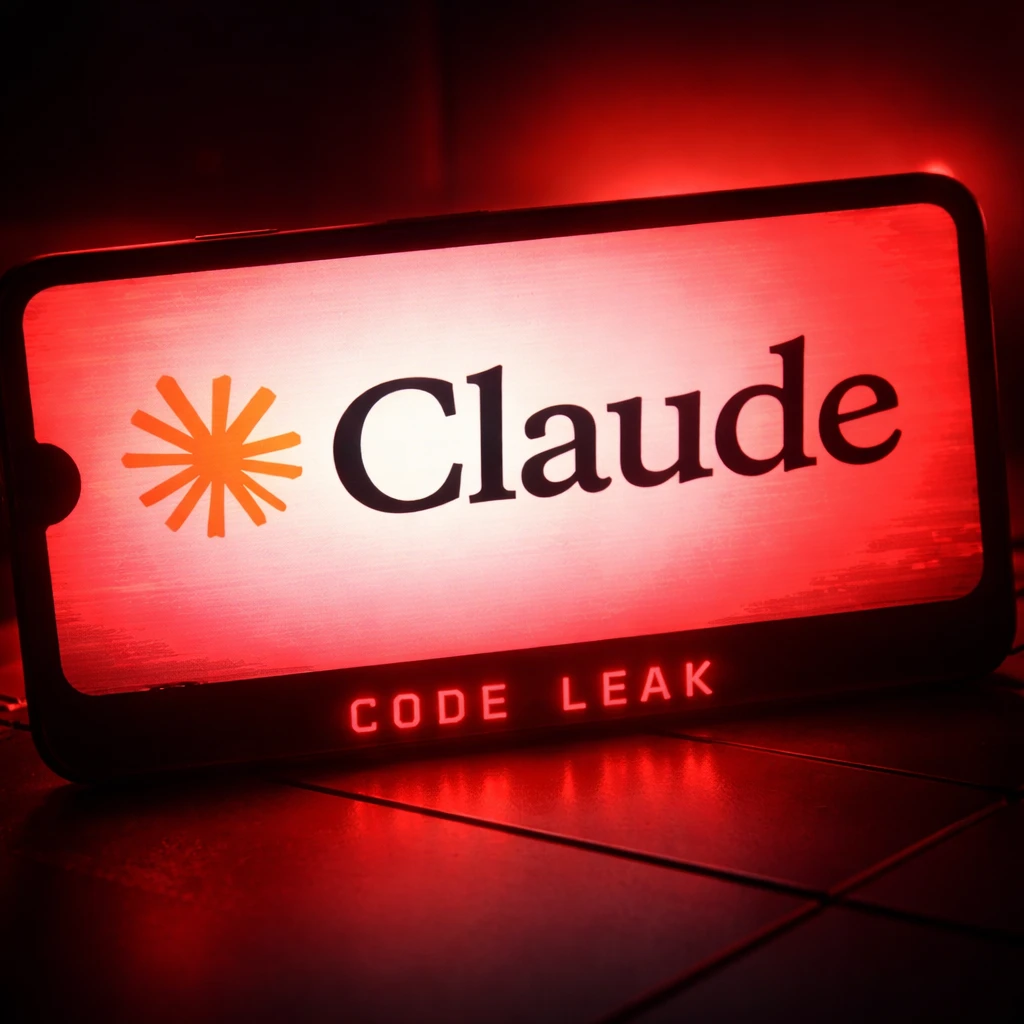 Claude Code leak thumbnail showing red alert screen with Claude interface and “Code Leak” warning